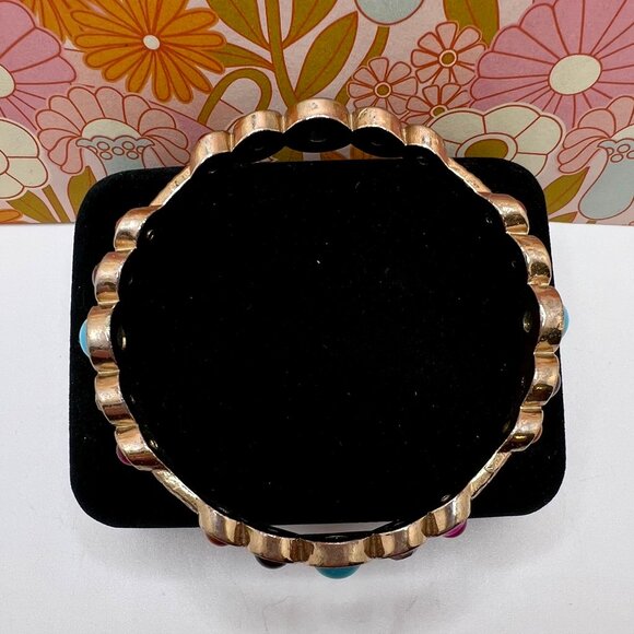 Glass Cabochon Bangle Bracelet Multi Color - Picture 3 of 4